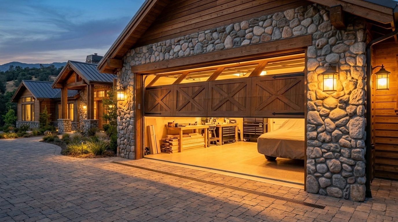Price Garage Door Services Garage Door Gliding Open Revealing Warm Illuminated Interior